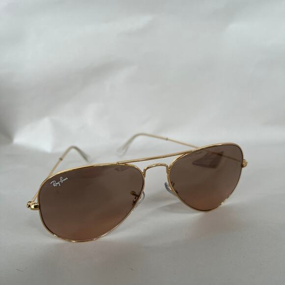 New Ray-Ban RB3025 Aviator Sunglasses Gold Frame Gradient Brown Lens 55mm Case - Picture 6 of 14